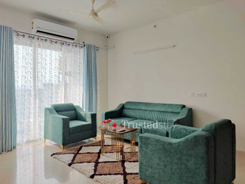 Bedroom of L&T West Square Service Apartment in Seawoods, Mumbai
